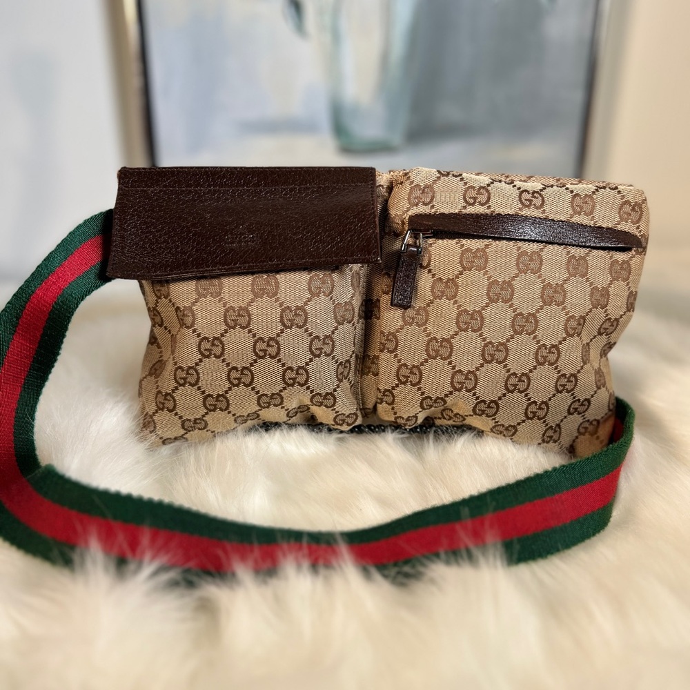 Gucci Waist Pouch Bag Brown Canvas